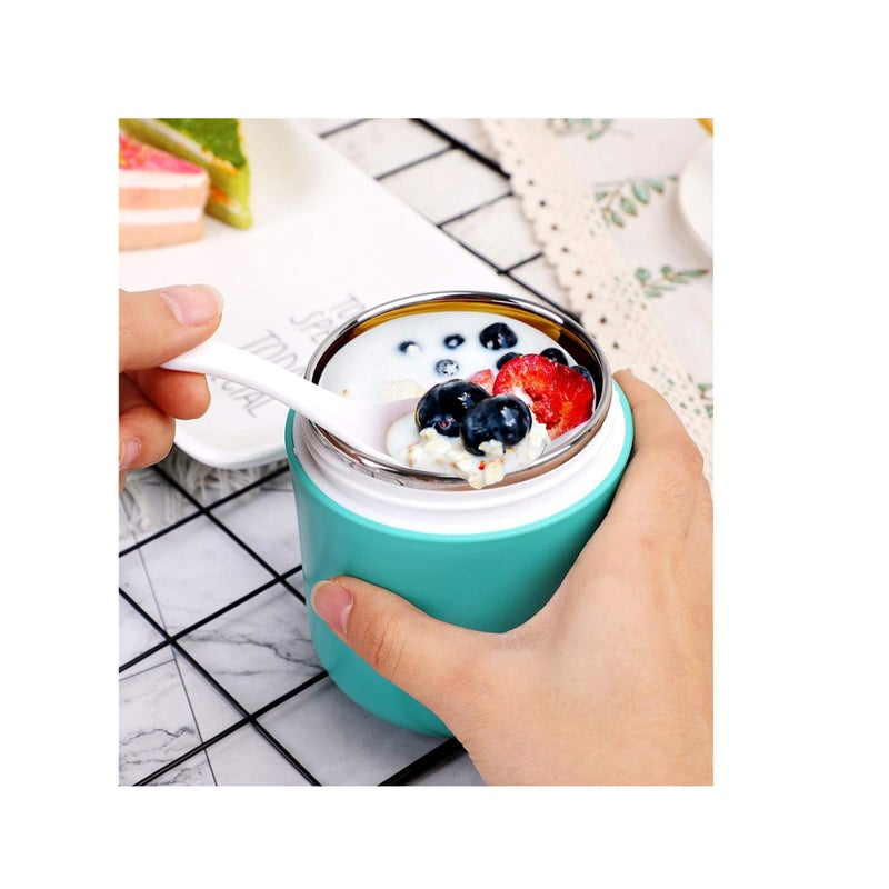 Zikra Insulated Lunch Container Hot Food Jar, Vacuum Insulated Stainless Steel Lunch Thermo Leakproof Stackable Bento Box Container for School Office Picnic Travel Outdoors (430ml Green) - Image 4