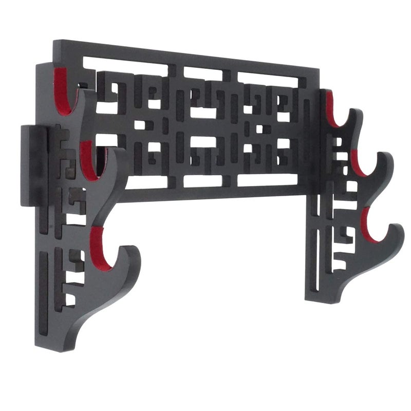 Eforlife Eforlife Velvet Protect Sword Wall Mount Sword Holder Display Stand with Felt Strips for Katana Wakizashi Genji and Samurai Swords 3 Tier Classic