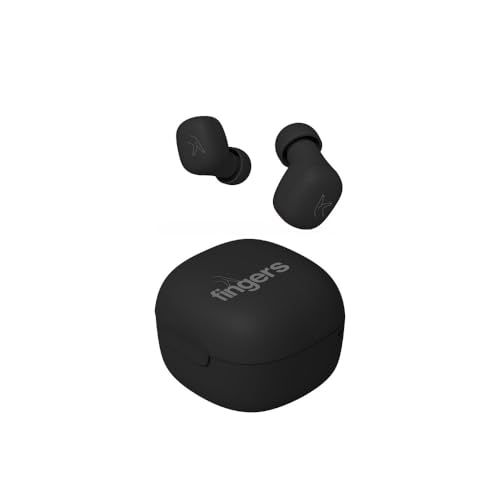 FINGERS SizeZero Pods2 World's Tiniest TWS Earbuds with 15-Hour Total Playtime, Quick Charge of 10 mins for 2-Hour Playtime, Built-in Mic with SNC™ Technology for Clear Calls (Matte Black) - Image 1