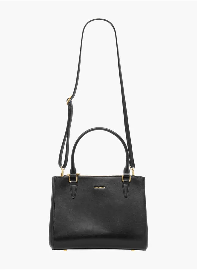 Flora Bella By Shoexpress Women Solid Tote Bag with Detachable Strap and Zip Closure