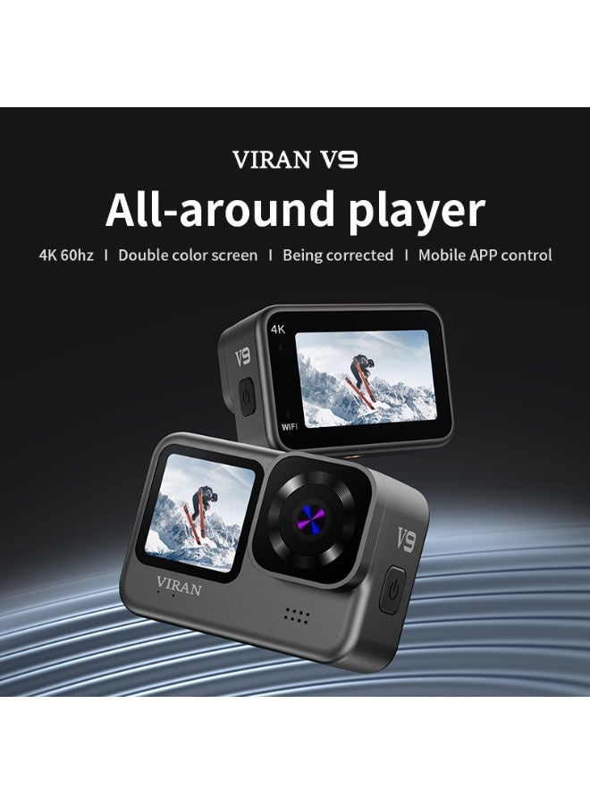 VIRAN V9 Action Camera with Dual Touch Screens - 4K HD Waterproof Sports Camcorder, EIS Anti-Shake Tech for Water Sports, Travel, Extreme Sports and Daily Recording - Image 2