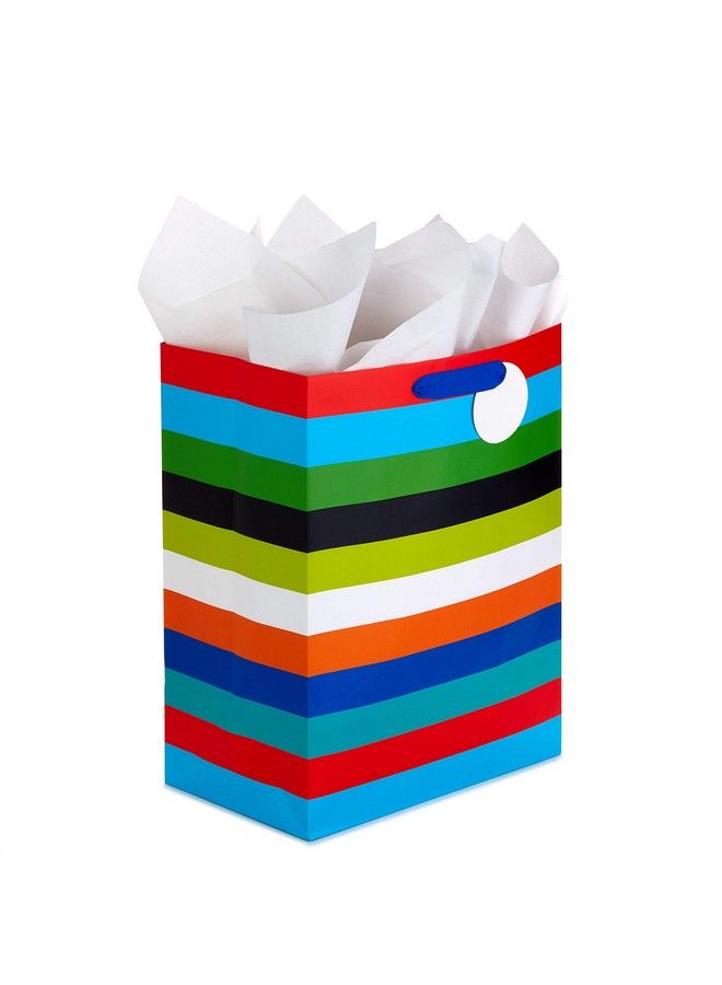 Hallmark 17" Extra Large Gift Bag With Tissue Paper (Rainbow Stripes) For Birthdays Graduations Baby Showers Father'S Day - Image 1
