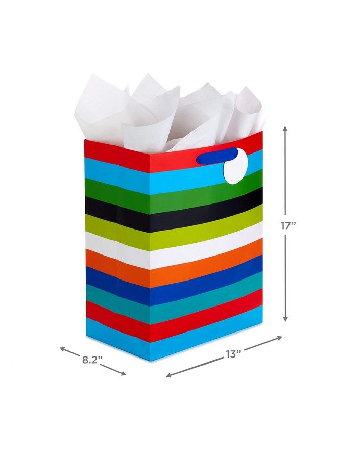 Hallmark 17" Extra Large Gift Bag With Tissue Paper (Rainbow Stripes) For Birthdays Graduations Baby Showers Father'S Day - Image 4