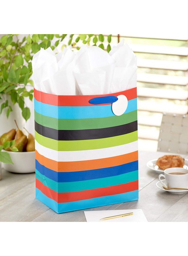 Hallmark 17" Extra Large Gift Bag With Tissue Paper (Rainbow Stripes) For Birthdays Graduations Baby Showers Father'S Day - Image 3