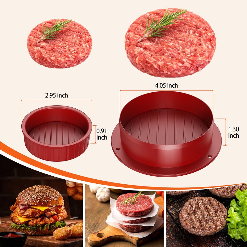 Pisol Hamburger Press, 4-in-1 Burger Press Patty Maker Slider, Stuffed Burgers Sandwich Cutter, Meat Beef Veggie Hamburger Patty Mold with 100 pcs Wax Disc Papers - Image 2