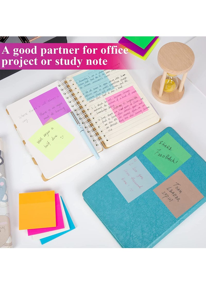 Sticky Notes, 6pcs Colorful Sticky Note Self-Stick Notes Memo for Home Office School, Multicolor (76×76mm)