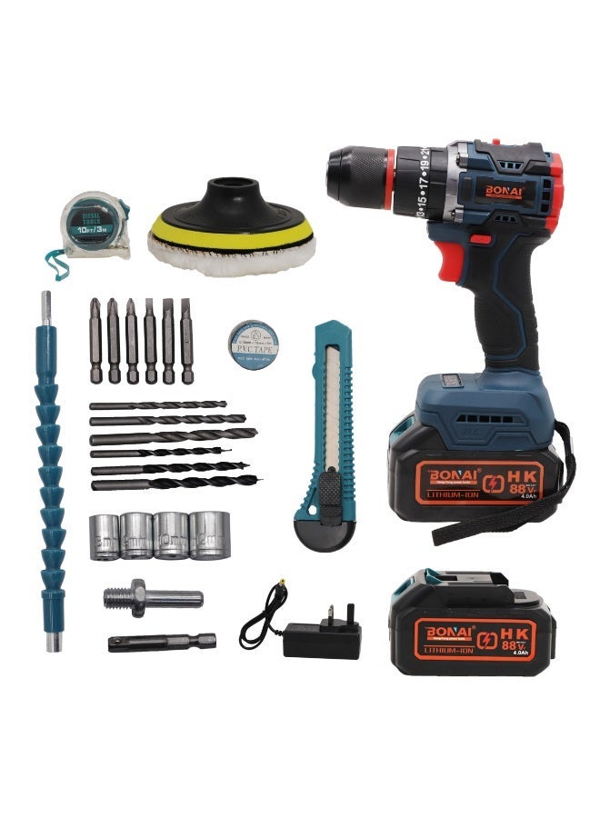 BONAI 88VF Cordless Multi-Function Drill Set with 4000mAh Lithium Battery 23 Torque Settings 10mm Keyless Self-Locking Chuck and Variable Speed ​​for Drilling Screwing Polishing BN-HK119 - Image 1