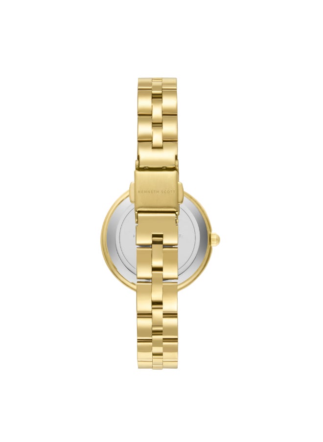 KENNETH SCOTT Kenneth Scott Women's PC21 Movement Watch, Analog Display and Stainless steel Strap - K23502-GBGN, Gold  - Image 3