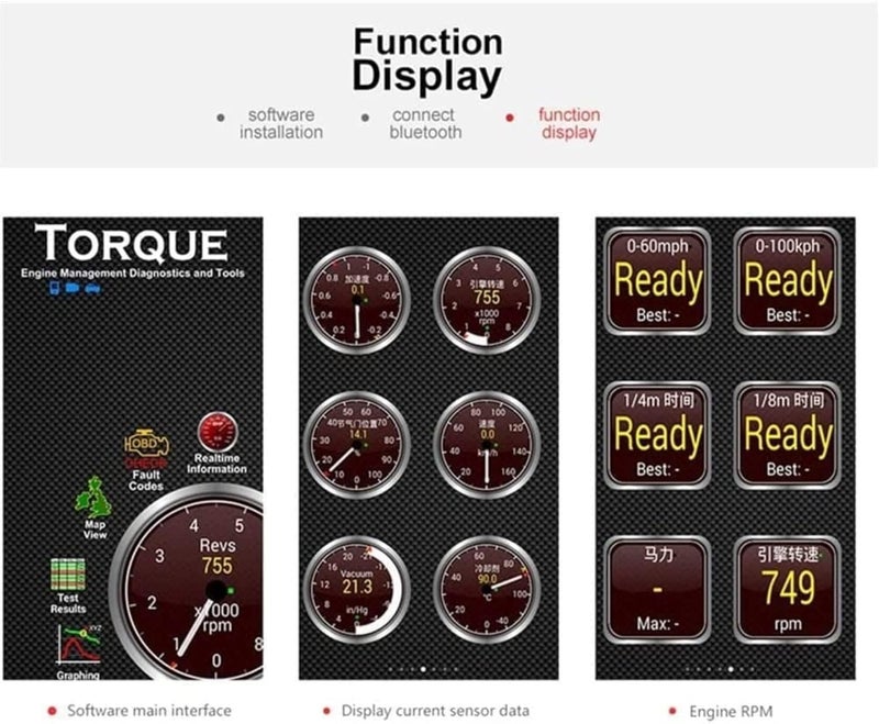 Careflection ماسح تشخيصي لاسلكي متقدم HH OBD II ELM327 للسيارات والدراجات - Image 3