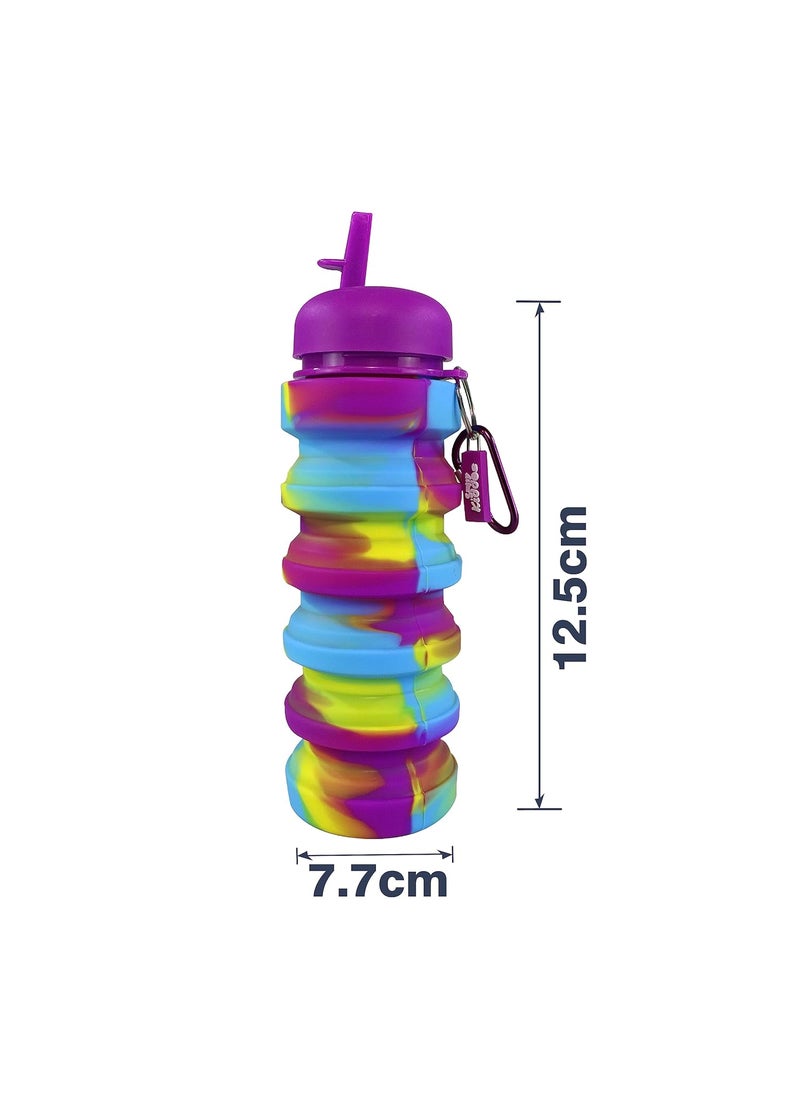 SMILY KIDDOS Smily Kiddos Silicone Expandable & Foldable bottle water bottle | Expandable Soft Water Bottle | Expandable Water Bottle for kids Silicone Sports Bottle Purple  - Image 2