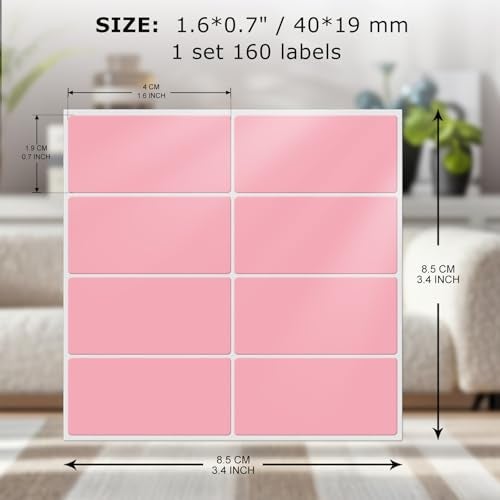 FINDAT Colored Stickers 157075 Inch Vinyl File Folder Sticker Pink Rectangle Removable Waterproof Color Coding Moving Label for Boxes Office Inventory Labeling 160 PCS - Image 3