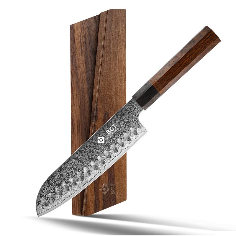 BGT 7 inch Santoku Knife Japanese Sharp Chef Knife Japanese VG10 67 layer Damascus Steel Kitchen Knife with Ebony Wood Handle and Gift Box