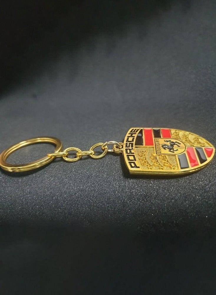 Porsche Car keychain Double Faced Logo For Porsche Gold - Image 2