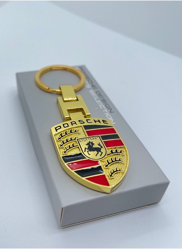 Porsche - Car keychain Double Faced Logo For Porsche Gold - Image 1