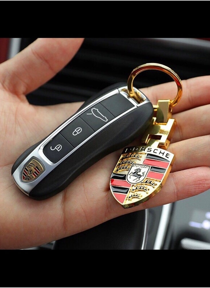 Porsche - Car keychain Double Faced Logo For Porsche Gold - Image 1