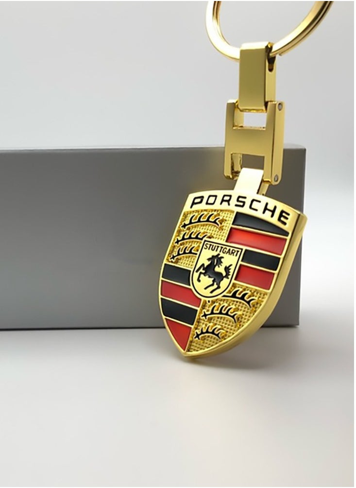 Porsche - Car keychain Double Faced Logo For Porsche Gold - Image 1
