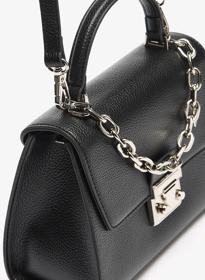 سيليست Women's Solid Satchel Bag with Detachable Strap and Magnetic Closure