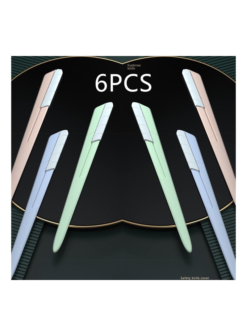 SYOSI SYOSI Eyebrow Razor for Women, 6 pcs eyebrow trimmers with sliding cover, Ergonomic Eyebrow Shaper and Facial Razor, for Peach Fuzz, Exfoliating Face Razor, Gentle Skin Exfoliation Blade - Image 2
