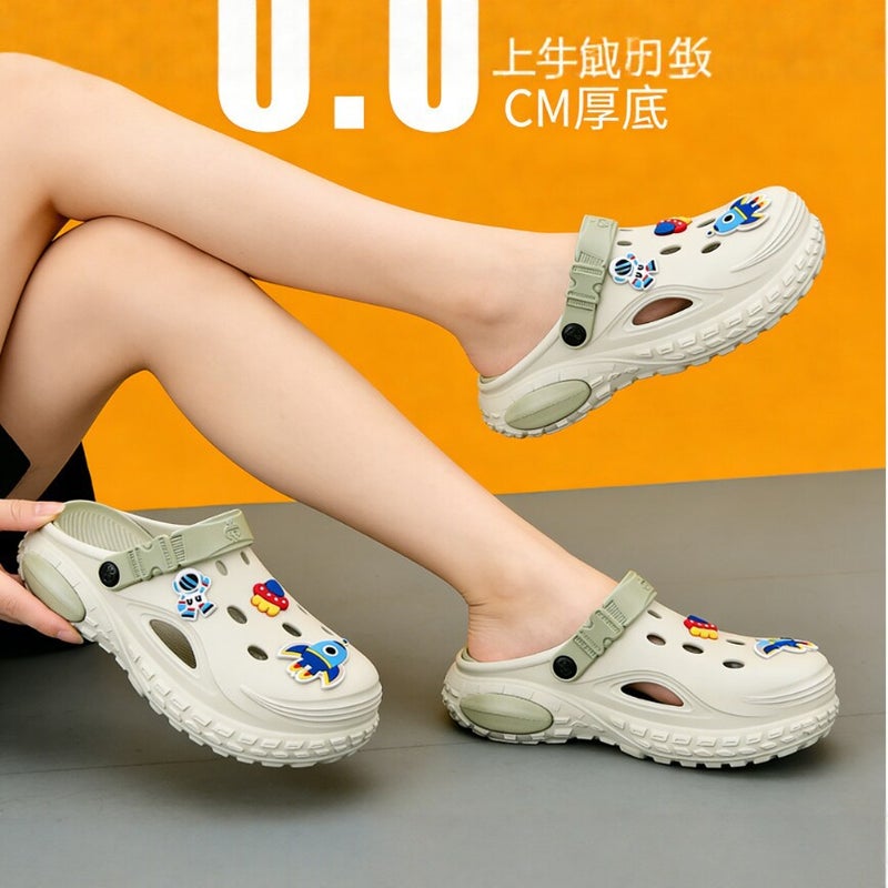 Cartoon-Style Clogs For Men And Women, Thick-Soled Eva Breathable Non-Slip Closed-Toe Beach Sandals, Summer Driving Shoes - Image 2