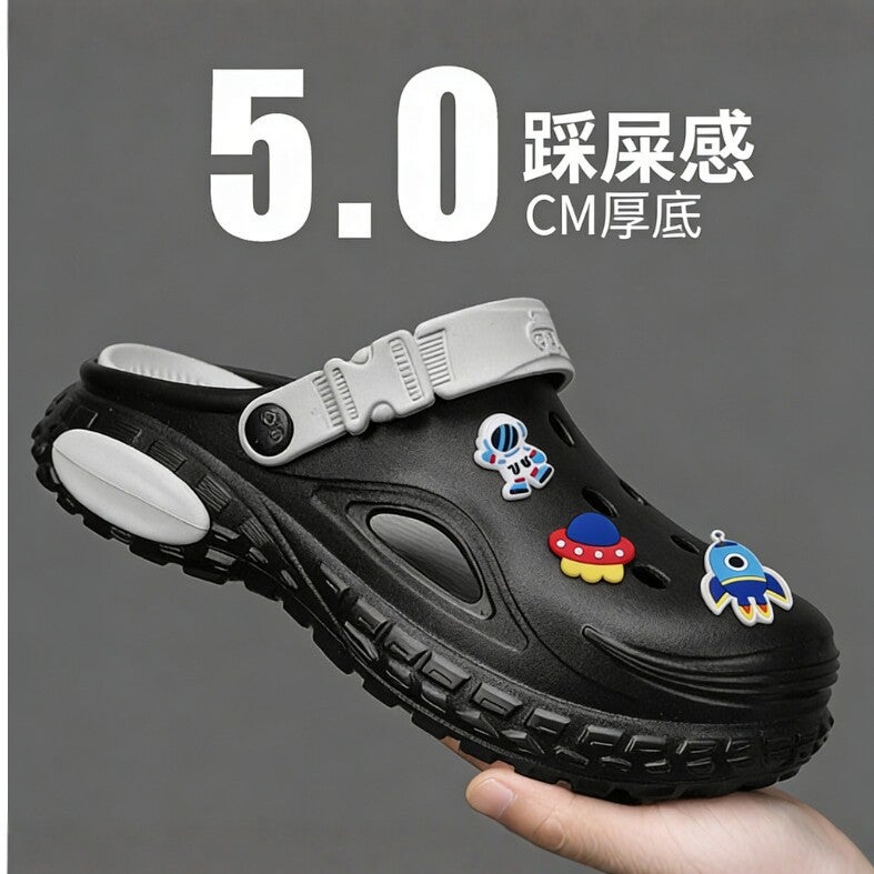 Cartoon-Style Clogs For Men And Women, Thick-Soled Eva Breathable Non-Slip Closed-Toe Beach Sandals, Summer Driving Shoes - Image 5