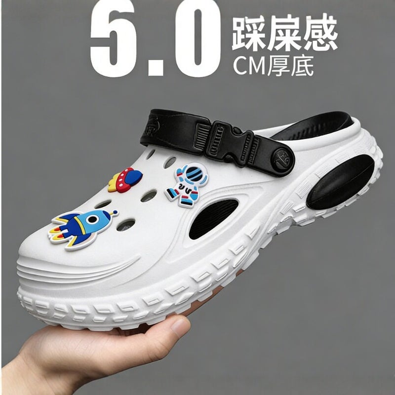 Cartoon-Style Clogs For Men And Women, Thick-Soled Eva Breathable Non-Slip Closed-Toe Beach Sandals, Summer Driving Shoes - Image 4