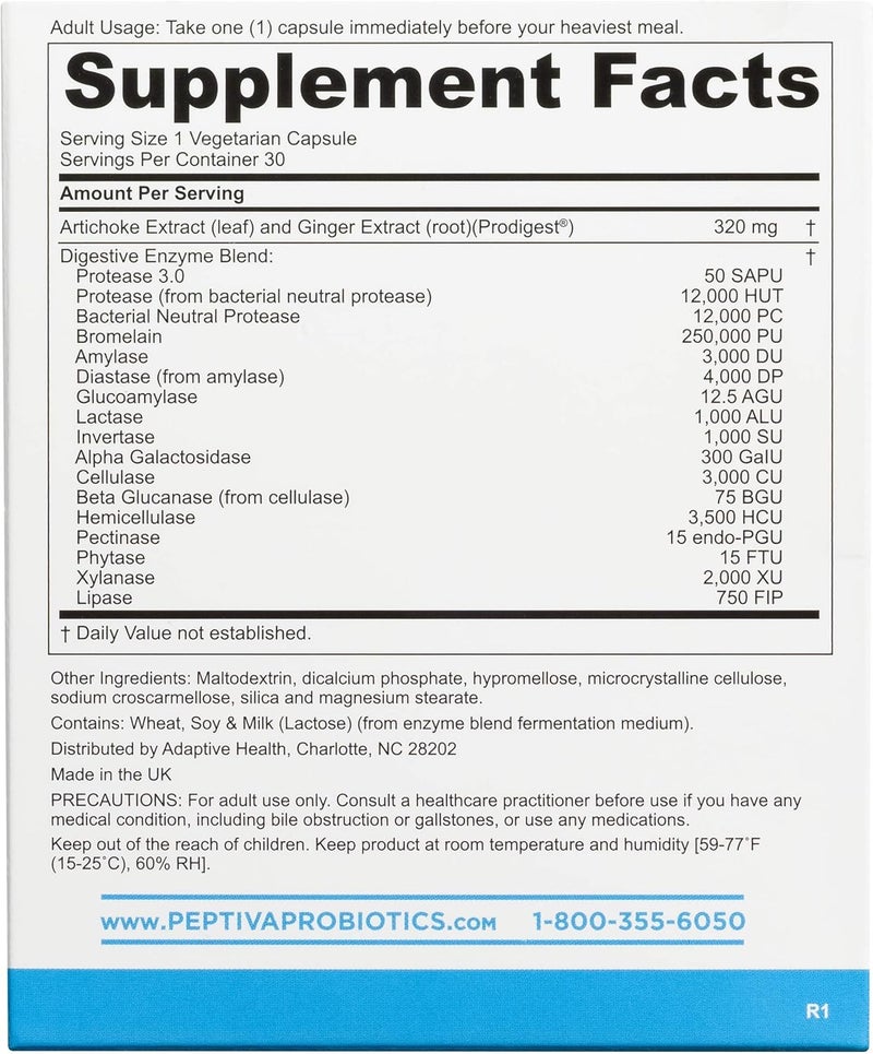 Peptiva Digestive Enzyme Supplement  ProDigest  Helps with Bloating Gas Constipation  30 Count - Image 2