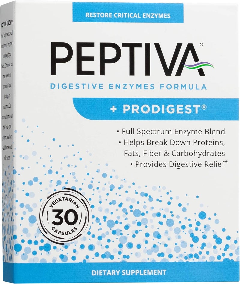 Peptiva Digestive Enzyme Supplement  ProDigest  Helps with Bloating Gas Constipation  30 Count - Image 1