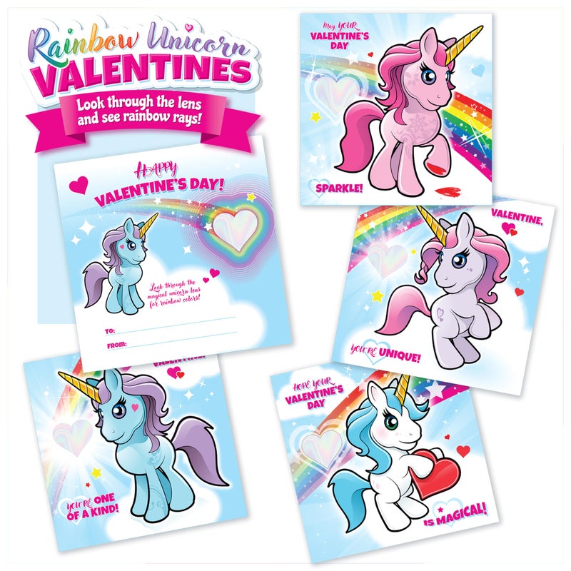 Kangaroo 28 Pack Rainbow Unicorn Valentines Day Cards for Kids School with Envelopes â€“ Cute Unicorn Valentines Cards for Kids Classroom Exchange Gifts, Rainbow Girls Valentines for Class, Party Favor Gifts - Image 2