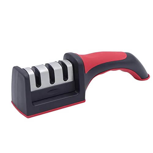 Mockery 3 Stages Knife Sharpener, Ceramic Tungsten Kitchen Knives Blade Sharpening System Tool, Smart & Professional Manual Sharpener For Straight Knives, Chrome Finish For Every Day Fine Touch-up Use - Image 1