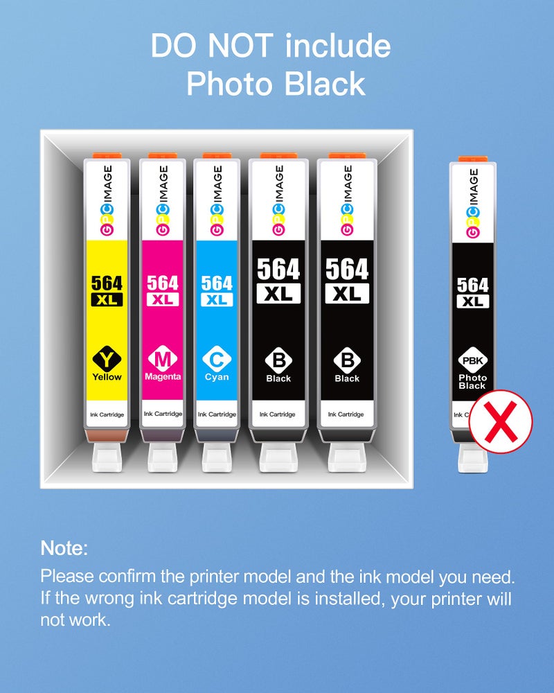 GPC Image Compatible Ink Cartridge Replacement for HP 564XL 564 XL ink use with DeskJet 3520 3522 Officejet 4620 Photosmart 5520 6510 6515 6520 7520 7525 D7560 Printer (Black Cyan Magenta Yellow, 10P) - Image 2