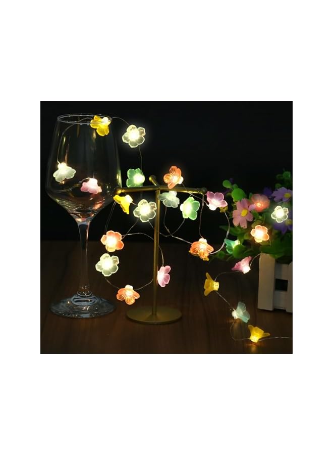 The Bros Flower String Lights, Fairy Pink Cherry Blossom String Lights, 2 Metres 20 LEDs Fairy Lights Flowers, Macaron Flowers Fairy Lights, for Garden Trees, Living Room Decoration, Indoor Outdoor Decoration - Image 5