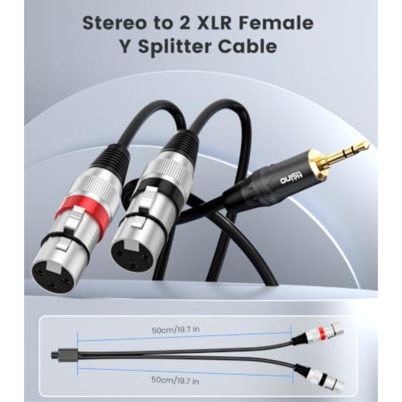 كابل ميكروفون مزدوج XLR إلى 3.5 مم ستيريو سلكي Y-مقسم من أنثى XLR إلى 8 بوصة جاك مينى - طول 6.6 قدم - Image 5