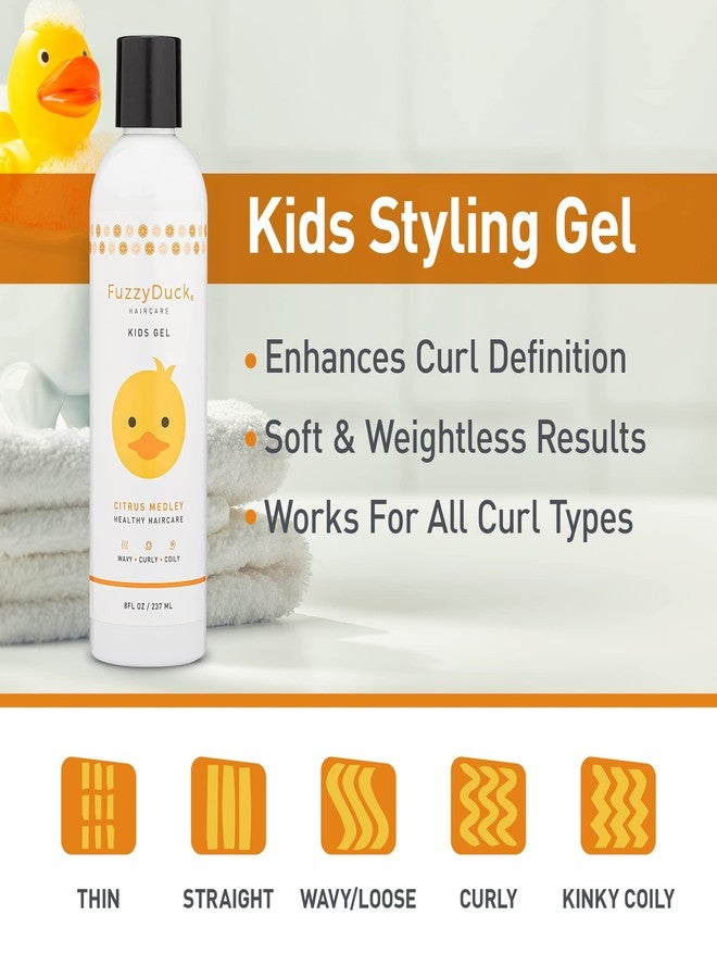 FuzzyDuck Kids Shampoo + Body Wash, Conditioner and Hair Gel Set (8oz each) for All Hair Types, Moisturizer with Aloe, Sea Botanicals & Honey to Reduce Frizz, Increase Moisture & Manageability for Smooth, Silky Hair - Citrus Medley - Image 5