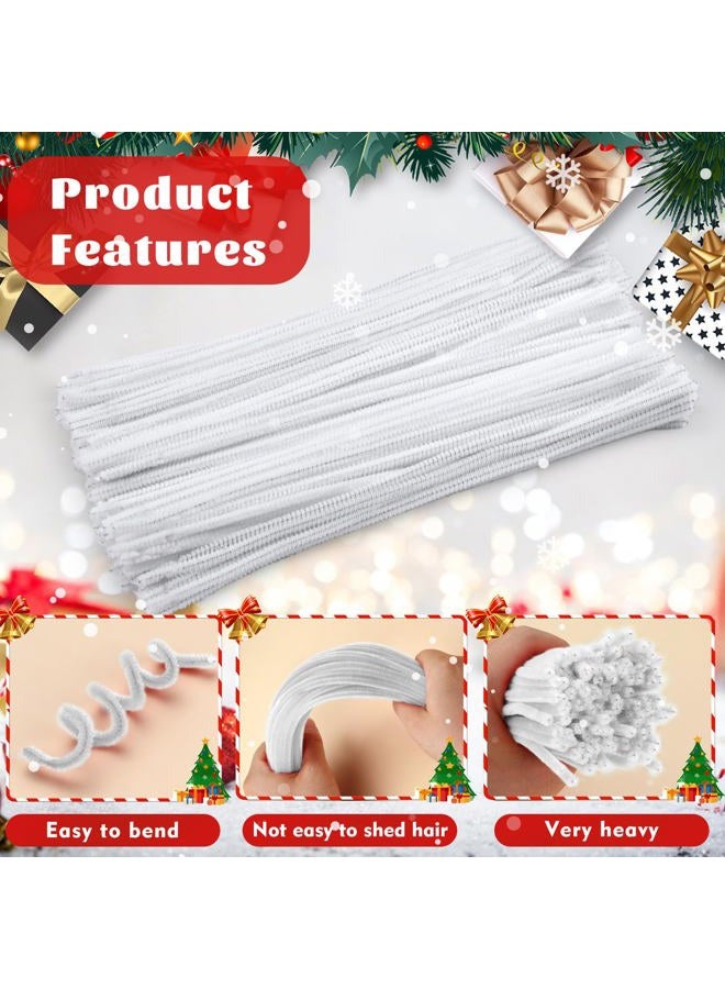 LOKUNN Pipe Cleaners, 200 Pcs White Pipe Cleaners Craft Set, Solid Color Chenille Stems, DIY Arts and Crafts with Adhesive Eyes and Storage Box, Christmas Halloween Decoration Art Supplies - Image 3