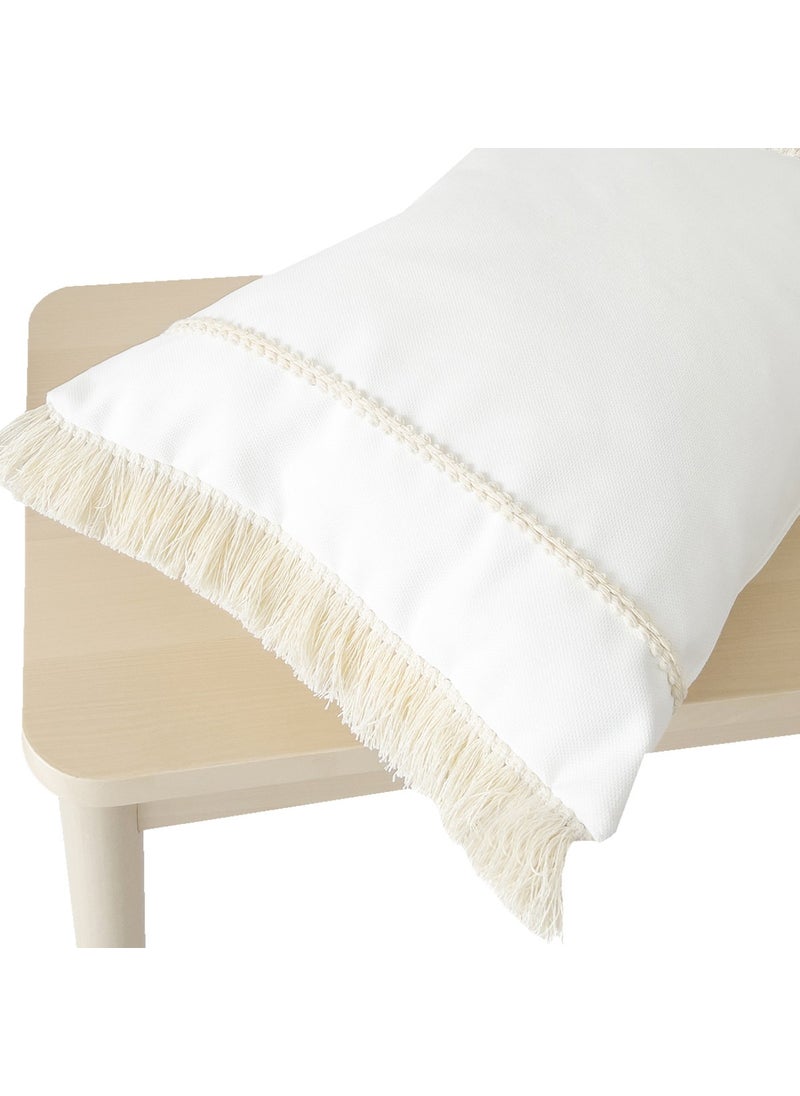 Ritmo Home Tasseled Fringed Scandinavian White Throw Pillow Case  - Image 2