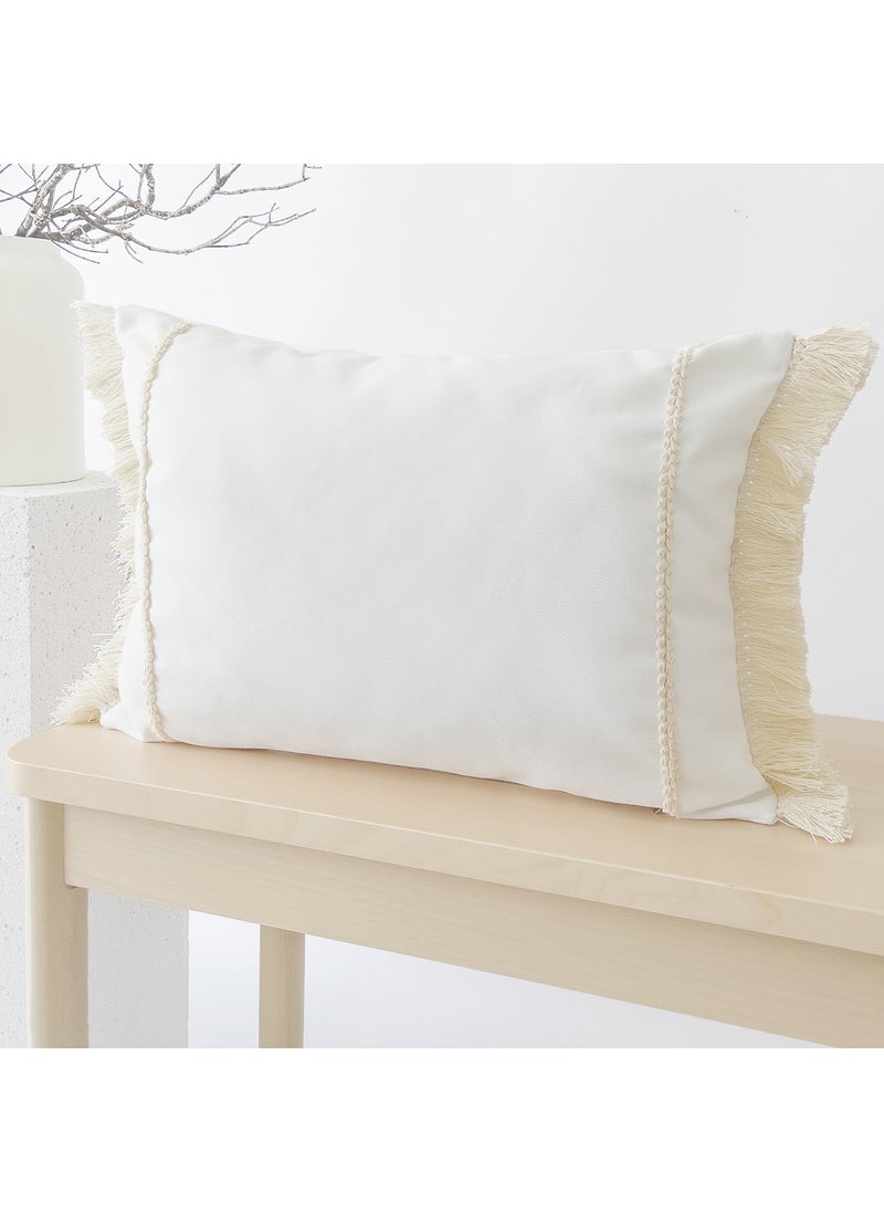 Ritmo Home Tasseled Fringed Scandinavian White Throw Pillow Case  - Image 3