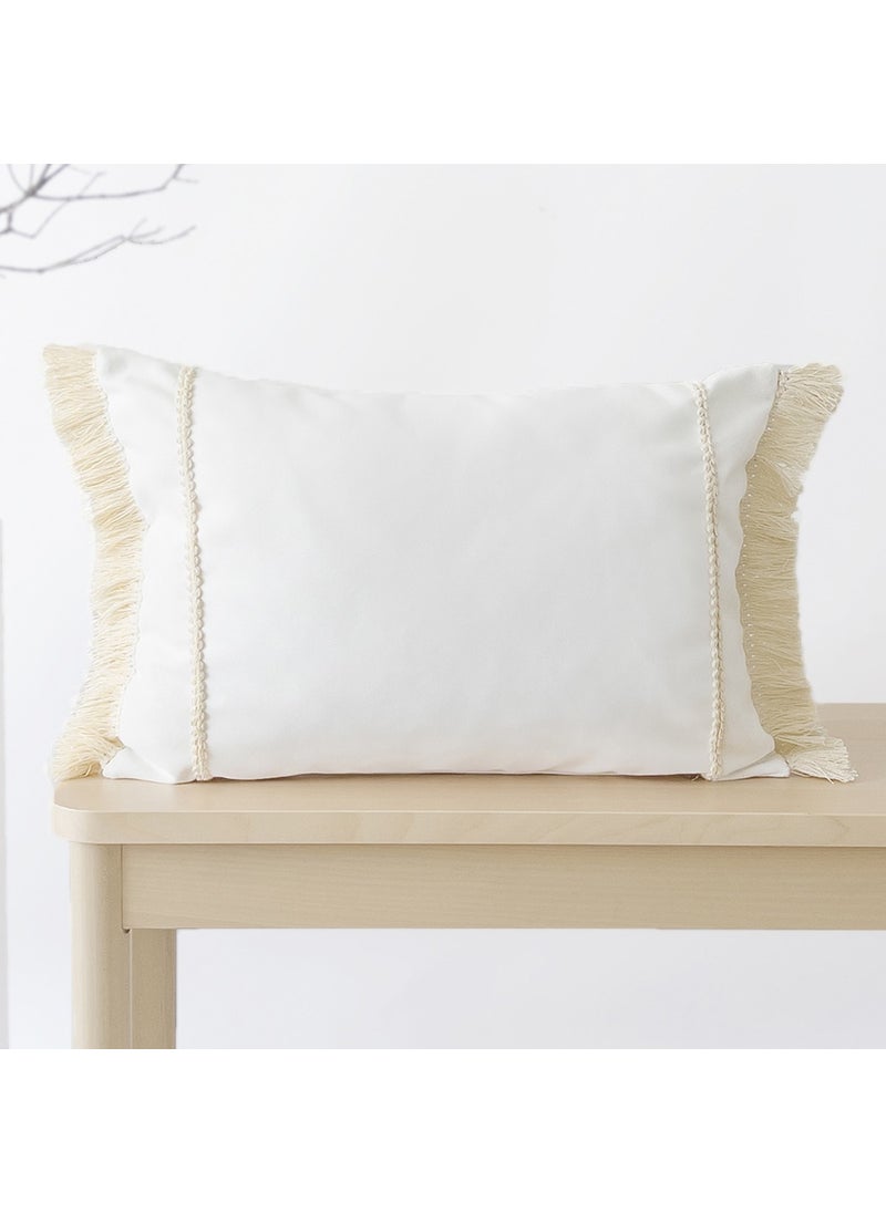 Ritmo Home Tasseled Fringed Scandinavian White Throw Pillow Case  - Image 4