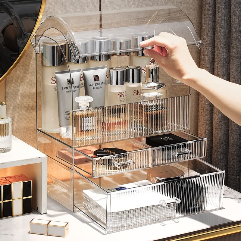 MOOCHI Professional Large Cosmetic Makeup Organizer Bathroom Storage Display Case with Drawers - Image 3
