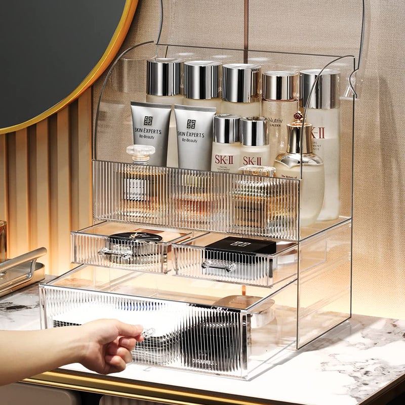 MOOCHI Professional Large Cosmetic Makeup Organizer Bathroom Storage Display Case with Drawers - Image 5