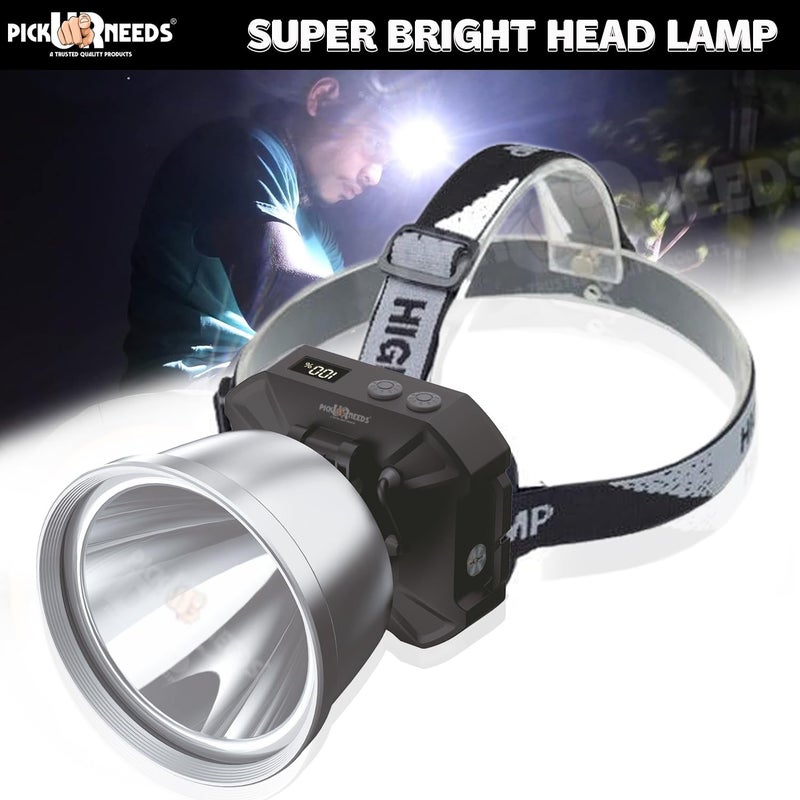 Pick Ur Needs Chargeable 300W Bright LED Head Lamp 4500mAh Battery with Indicator Type C Port 7 hrs Torch Emergency Light - Image 3