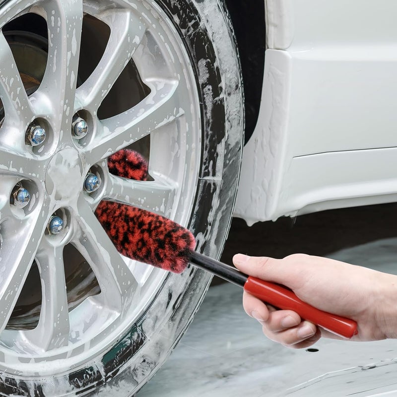 يونيميكس 4 Pack Car Wheel Cleaning Pro Kit Wheel Brushes for Cleaning Wheels Soft Wheel Cleaning Woolies Brush Stiff Tire Brush Wheel and Rim Brush Supplies Kit - Image 3