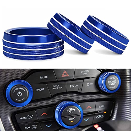Auprite Climate Control Knob Covers for Challenger Accessories 2015-2023 2024, for Dodge Charger 2015-2023 2024, for Dodge Chrysler 300/300s 2015-2024,3Pcs Kit (Blue) - Image 1