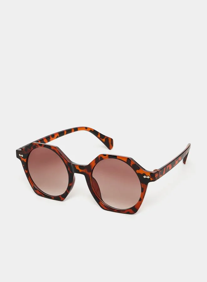 Styli Tortoise Frame Geo Sunglasses