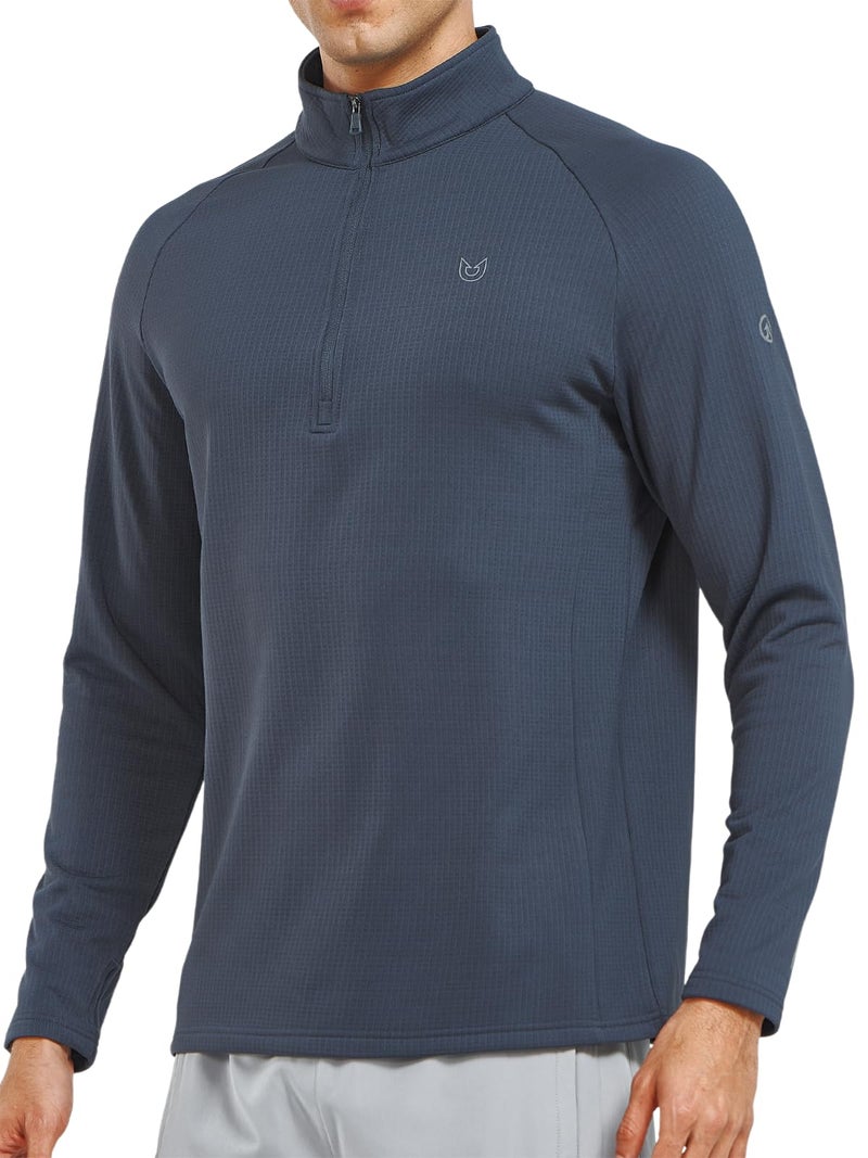 NORTHYARD Men's Quarter Zip Pullover Fleece Lined Long Sleeve Running Shirts Golf Sweatshirts Outdoor Thermal Layer Hiking, Dark Grey, L - Image 1