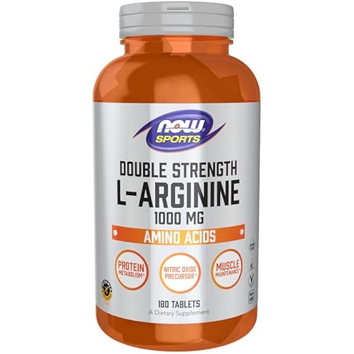now Sports Nutrition, L-Arginine Double Strength 1000mg, Nitric Oxide Precursor, Amino Acids, 180 Tablets - Image 1