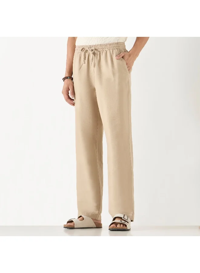 Iconic Iconic Textured Pants with Drawstring Closure and Pockets
