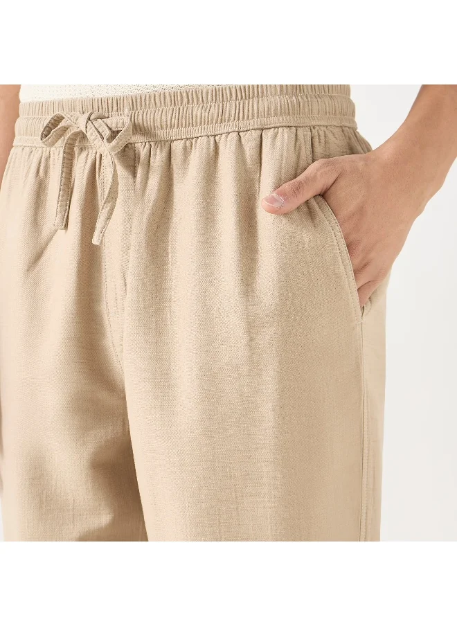 Iconic Iconic Textured Pants with Drawstring Closure and Pockets