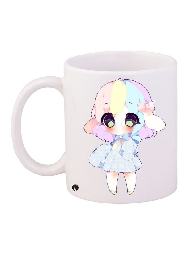 RYN Doll Printed Coffee Mug White/Blue/Pink 11ounce