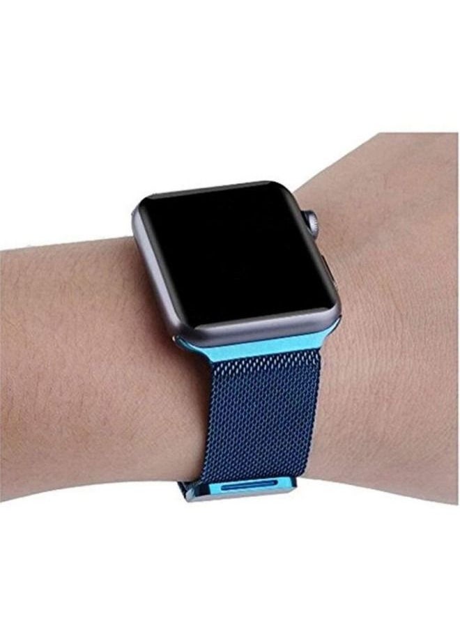 Generic - Replacement Milanese Loop Stainless Steel Band Set For Apple Watch Series 5/6/7 42/44/45mm Blue - Image 1