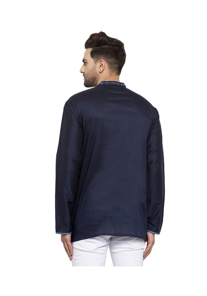 ARCHATTIRE Men's Navy Cotton Straight Kurta - Image 5